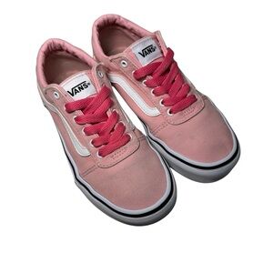 Vans Ward Powder Pink Low Top Sneakers - Girls Size 3.5 (Fun Pink Laces!)